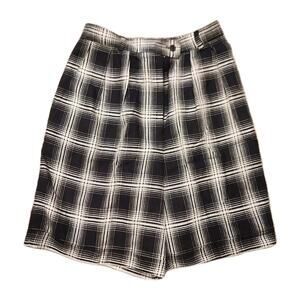 NWT Vintage Talbots 6p Black And White Checkered Linen Shorts Petite‎ Bermuda